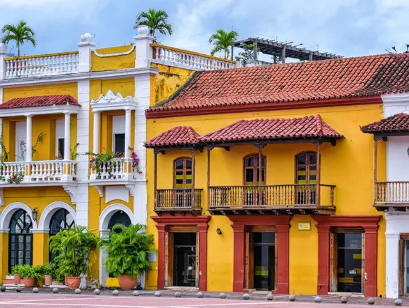 Casas típicas de Cartagena de Indias en su casco histórico, Colombia