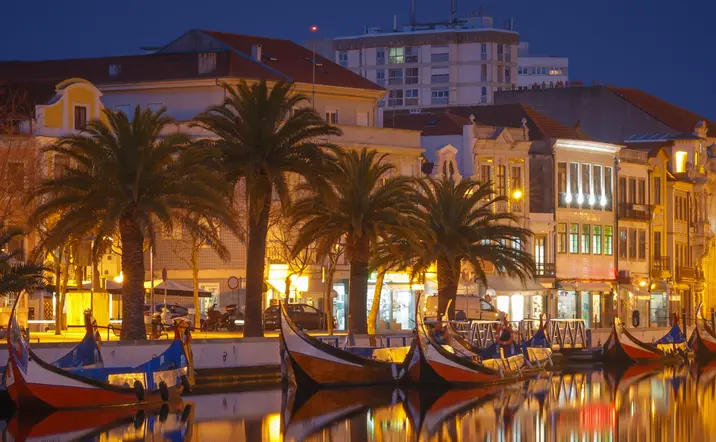 Canales de Aveiro por la noche - Free Tour Nocturno por Aveiro- Actividades y Visitas guiadas Buendía Portugal