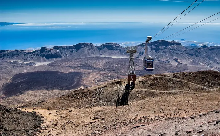 Vista de Tenerife el otras islas en el fondo desde el teleférico del Teide