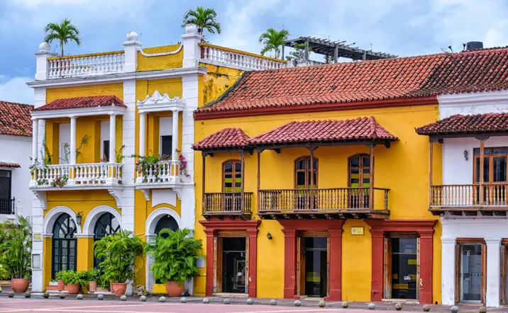 Casas típicas de Cartagena de Indias en su casco histórico, Colombia